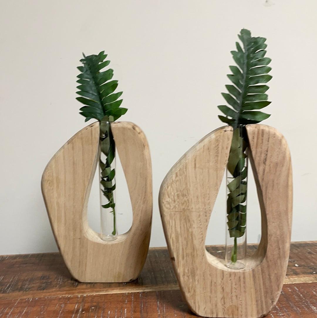 Grand support en bois pour terrarium pour plantes en tube à essai - Sortie de meubles rustiques