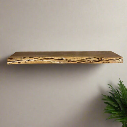 Live edge acacia wood accent shelf - Rustic Furniture Outlet