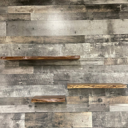 Live edge acacia wood accent shelf - Rustic Furniture Outlet