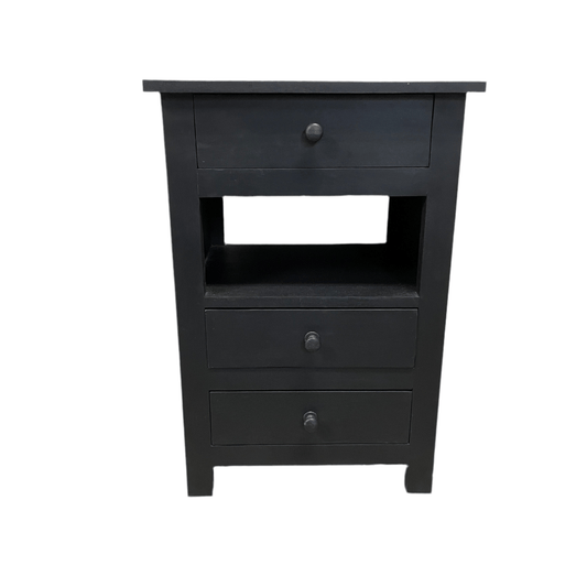 Table d'appoint à tiroirs 3 noire vieillie Lunenburg - Rustic Furniture Outlet
