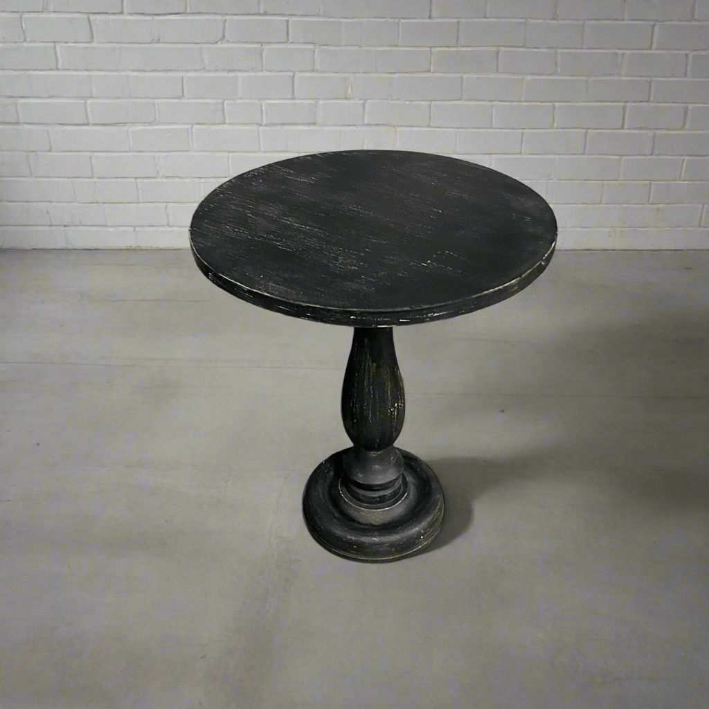Pedestal black end table - Rustic Furniture Outlet