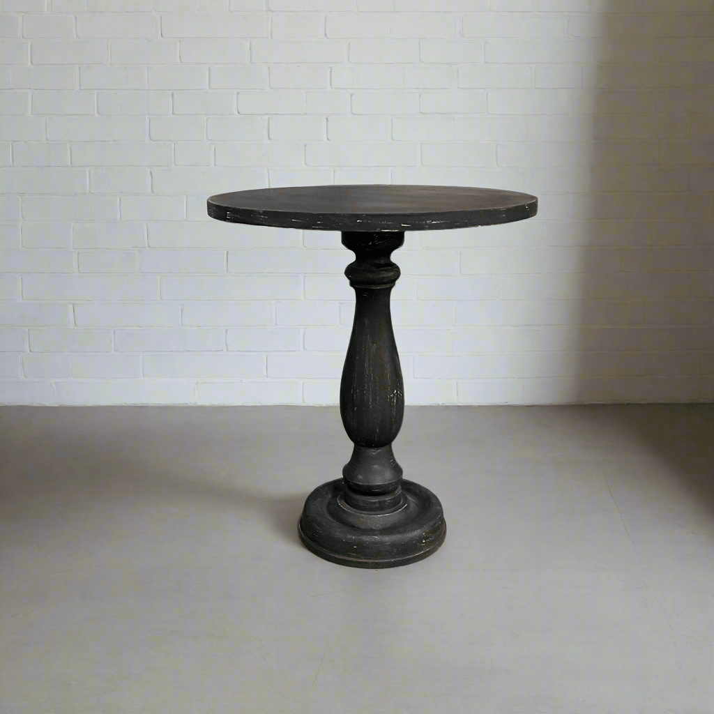 Pedestal black end table - Rustic Furniture Outlet