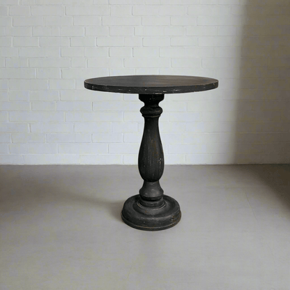 Pedestal black end table - Rustic Furniture Outlet