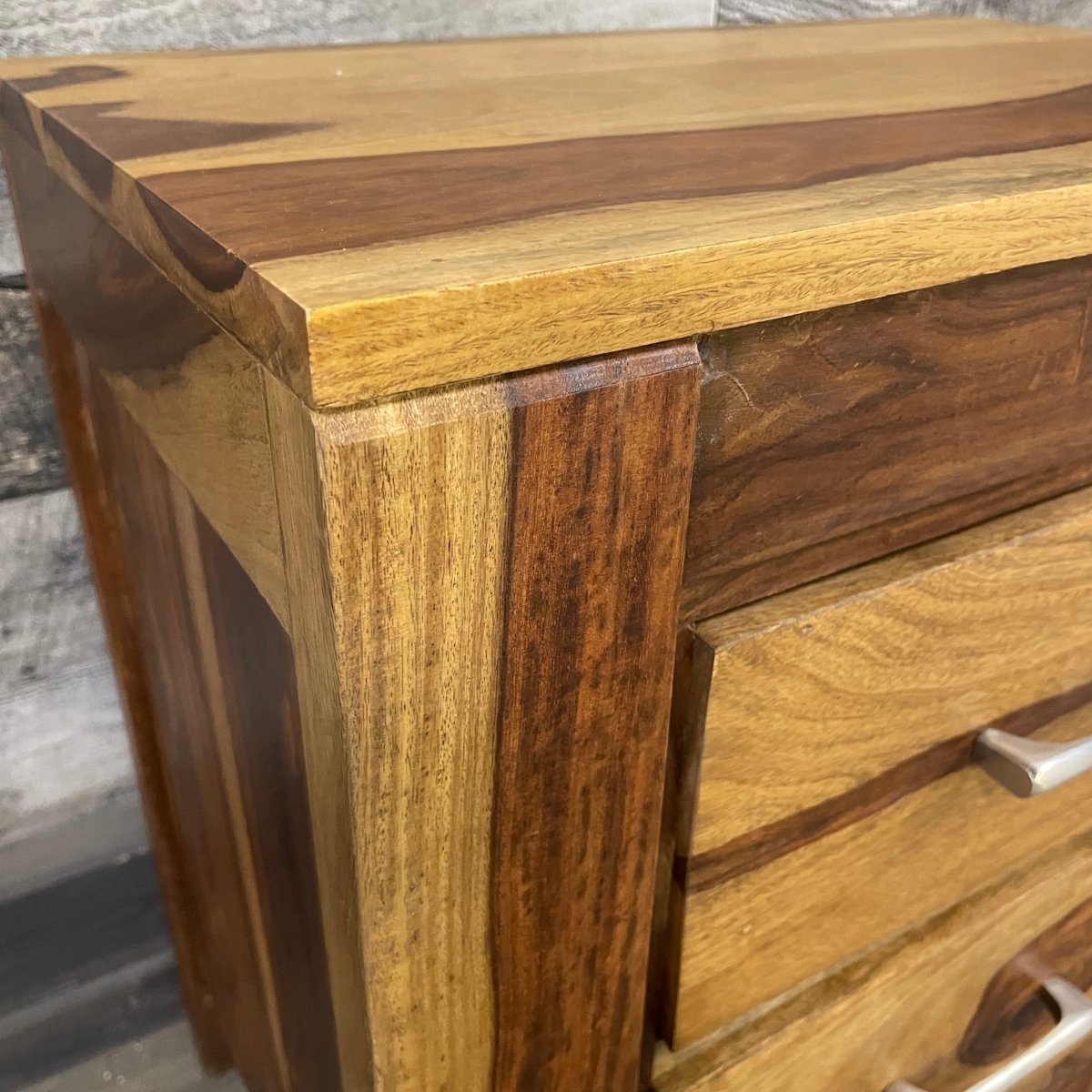 ROMY - Solid Rosewood Night Stand with 2 drawers - Rustic Furniture Outlet