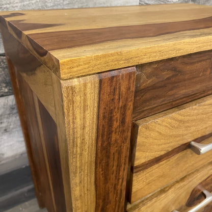 ROMY - Solid Rosewood Night Stand with 2 drawers - Rustic Furniture Outlet