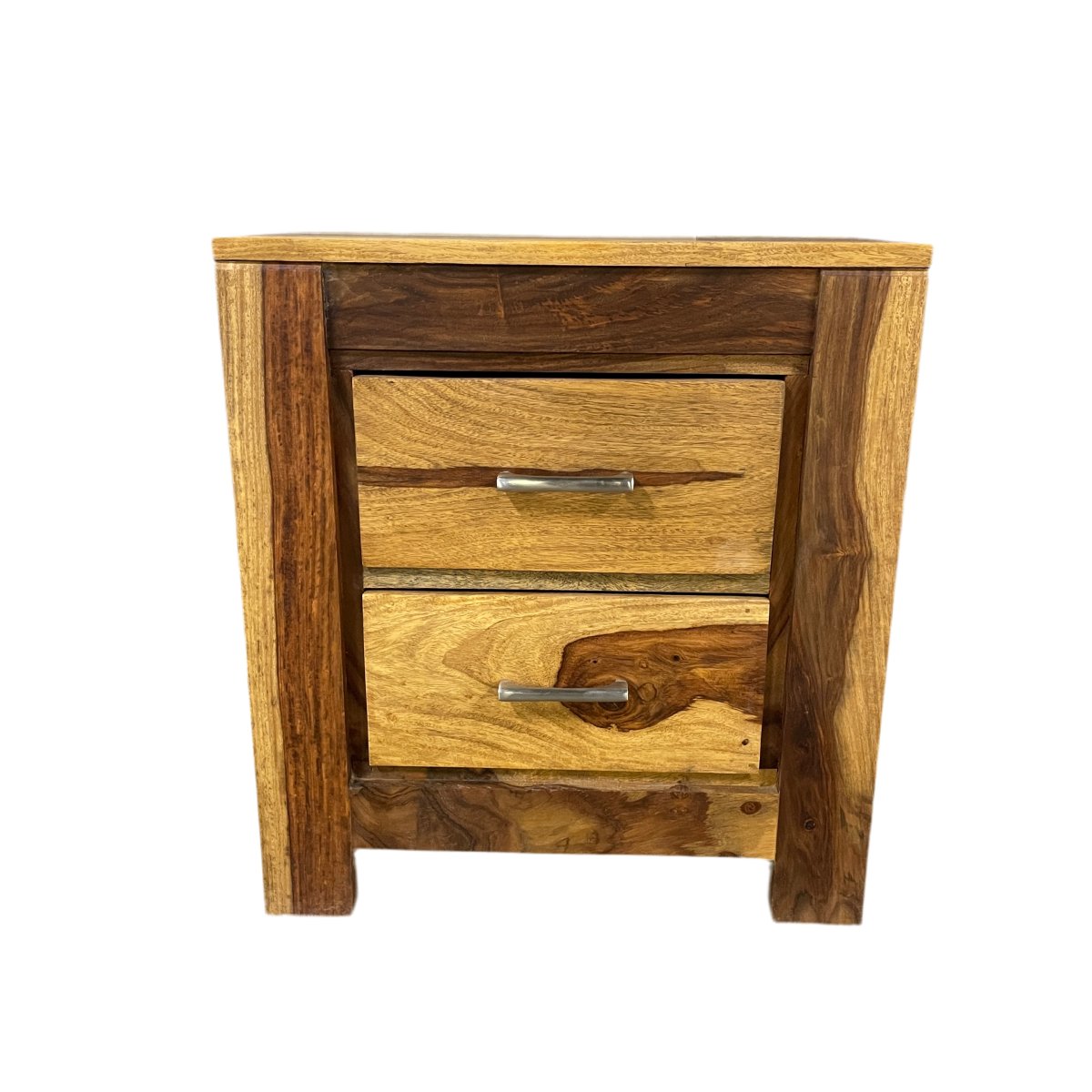 ROMY - Solid Rosewood Night Stand with 2 drawers - Rustic Furniture Outlet