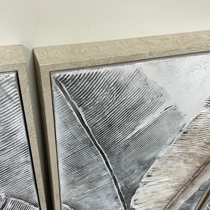 Set of 3 panels palm leaf framed painting - Rustic Furniture Outlet