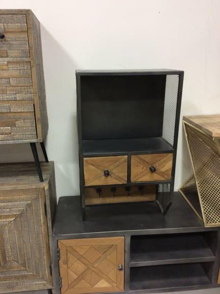ZANNA INDSUTRIAL WALL HANGING STORAGE - Rustic Furniture Outlet