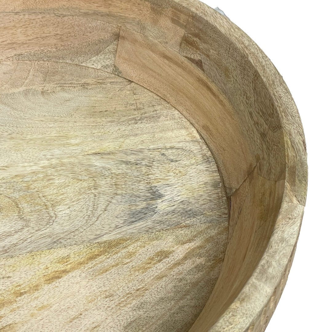 18 inch round decorative mango wood bowl tray - Rustic Furniture Outlet