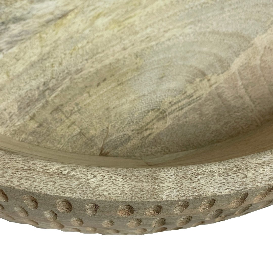 18 inch round decorative mango wood bowl tray - Rustic Furniture Outlet