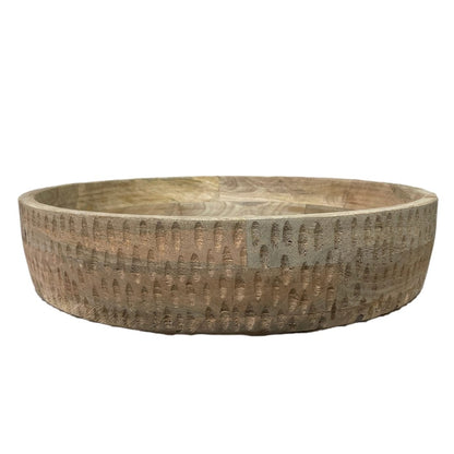 18 inch round decorative mango wood bowl tray - Rustic Furniture Outlet