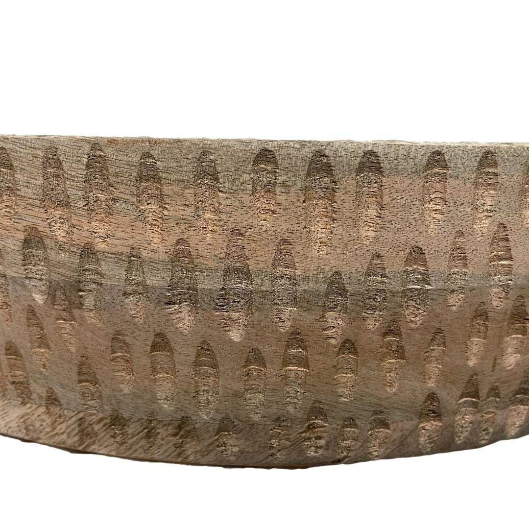 18 inch round decorative mango wood bowl tray - Rustic Furniture Outlet