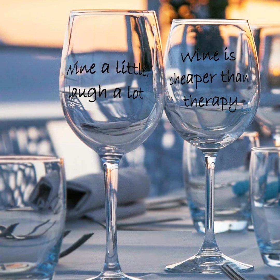 19 oz wine glass - wine is cheaper than therapy with gift box - Rustic Furniture Outlet