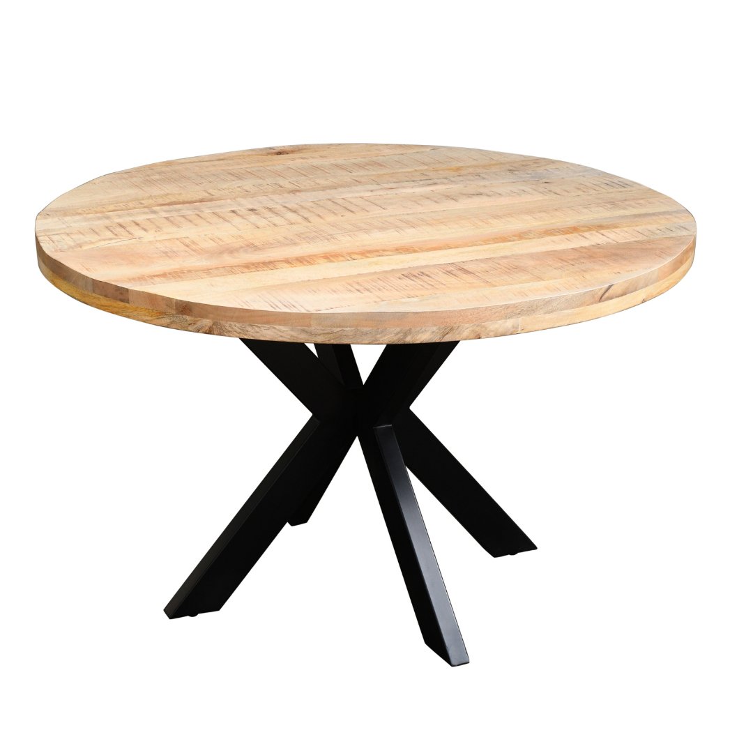 48 inch Solace Natural 4 seater round mango wood table - Rustic Furniture Outlet
