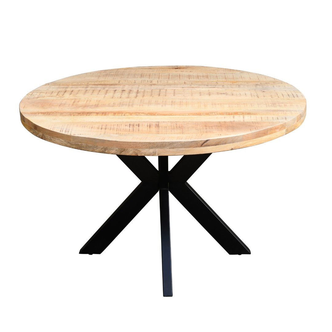 48 inch Solace Natural 4 seater round mango wood table - Rustic Furniture Outlet