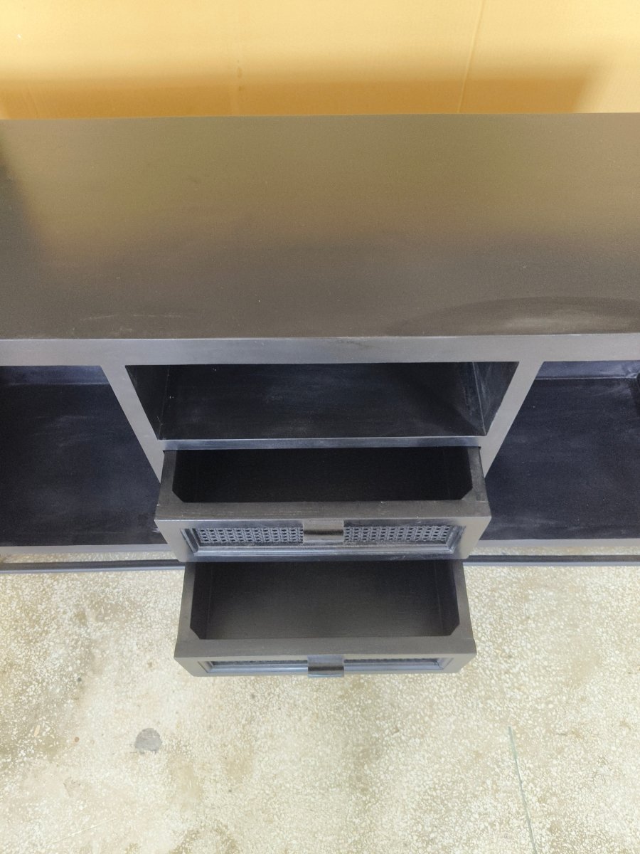 57 inch Nocture Mango wood and Cane TV Stand Rustic Furniture Outlet