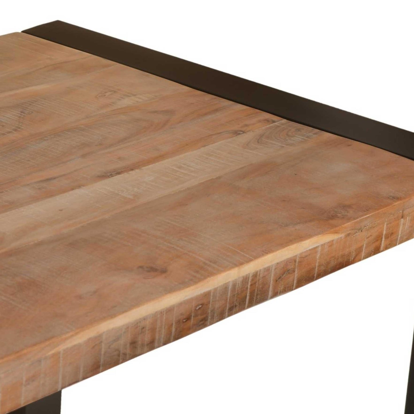 Acacia wood dining table with metal legs