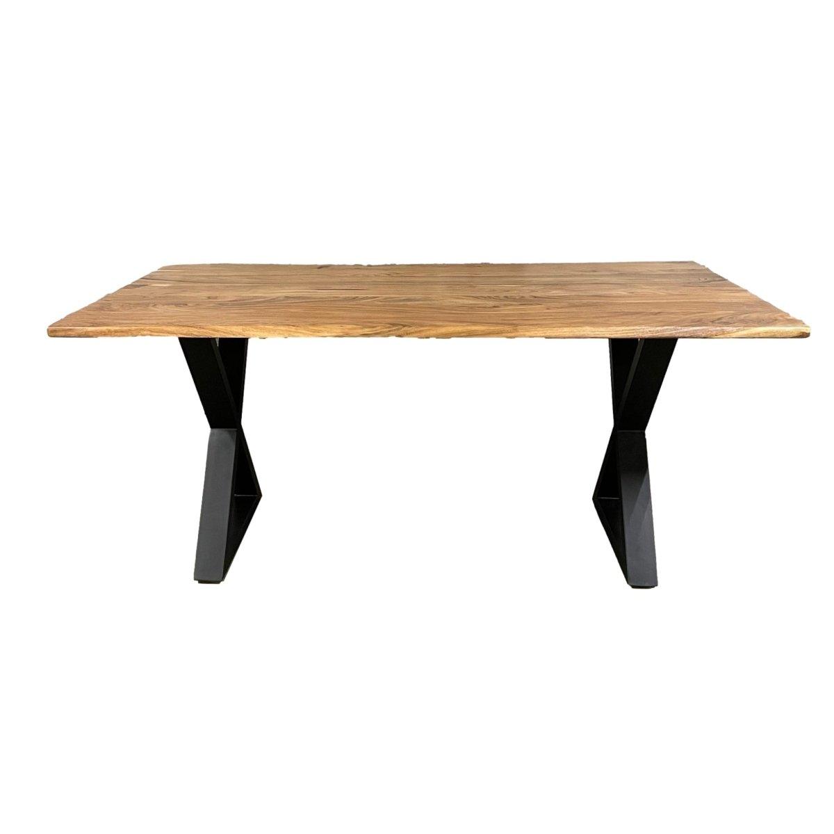 Table à manger en bois d'acacia Darwin 67 pouces avec pieds en X - Rustic Furniture Outlet