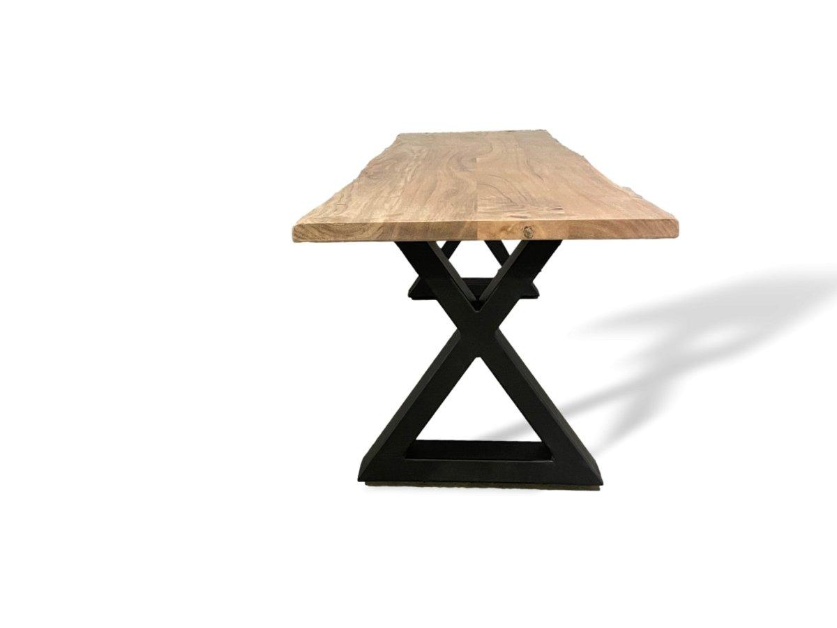 Banc en acacia naturel de 67 pouces avec pieds en X - Rustic Furniture Outlet