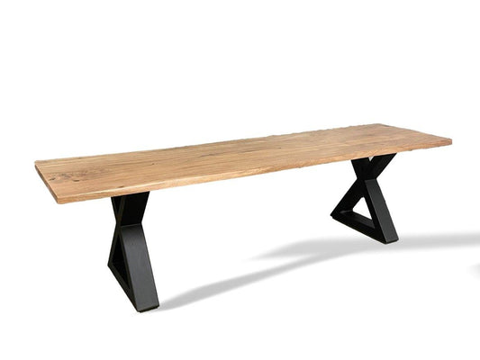 Banc en acacia naturel de 67 pouces avec pieds en X - Rustic Furniture Outlet
