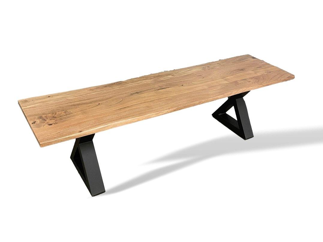 Banc en acacia naturel de 67 pouces avec pieds en X - Rustic Furniture Outlet
