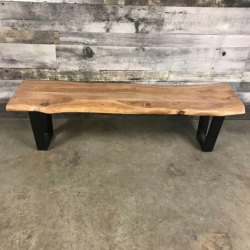 Banc de salle à manger en acacia Kenzie Live edge de 71 pouces - Rustic Furniture Outlet