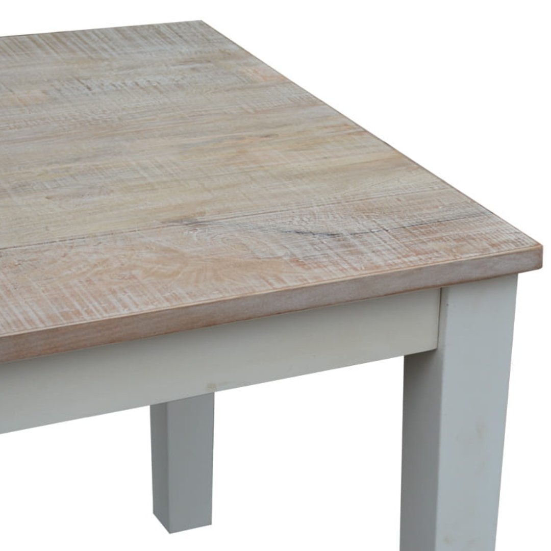 72 inch Elisa Harvest white wash dining table - Rustic Furniture Outlet