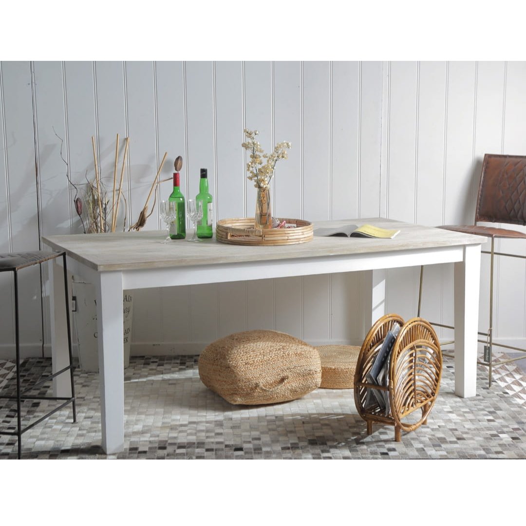 72 inch Montauk Harvest white wash dining table - Rustic Furniture Outlet