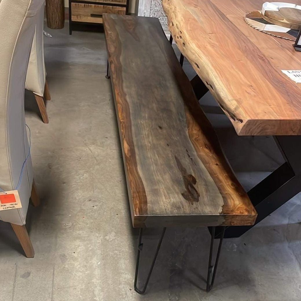 84 inch Zen Industrial Grey Indian Rosewood bench - Rustic Furniture Outlet