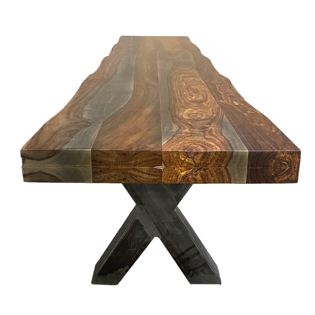 Banc en palissandre indien gris industriel 84" Zen - Rustic Furniture Outlet