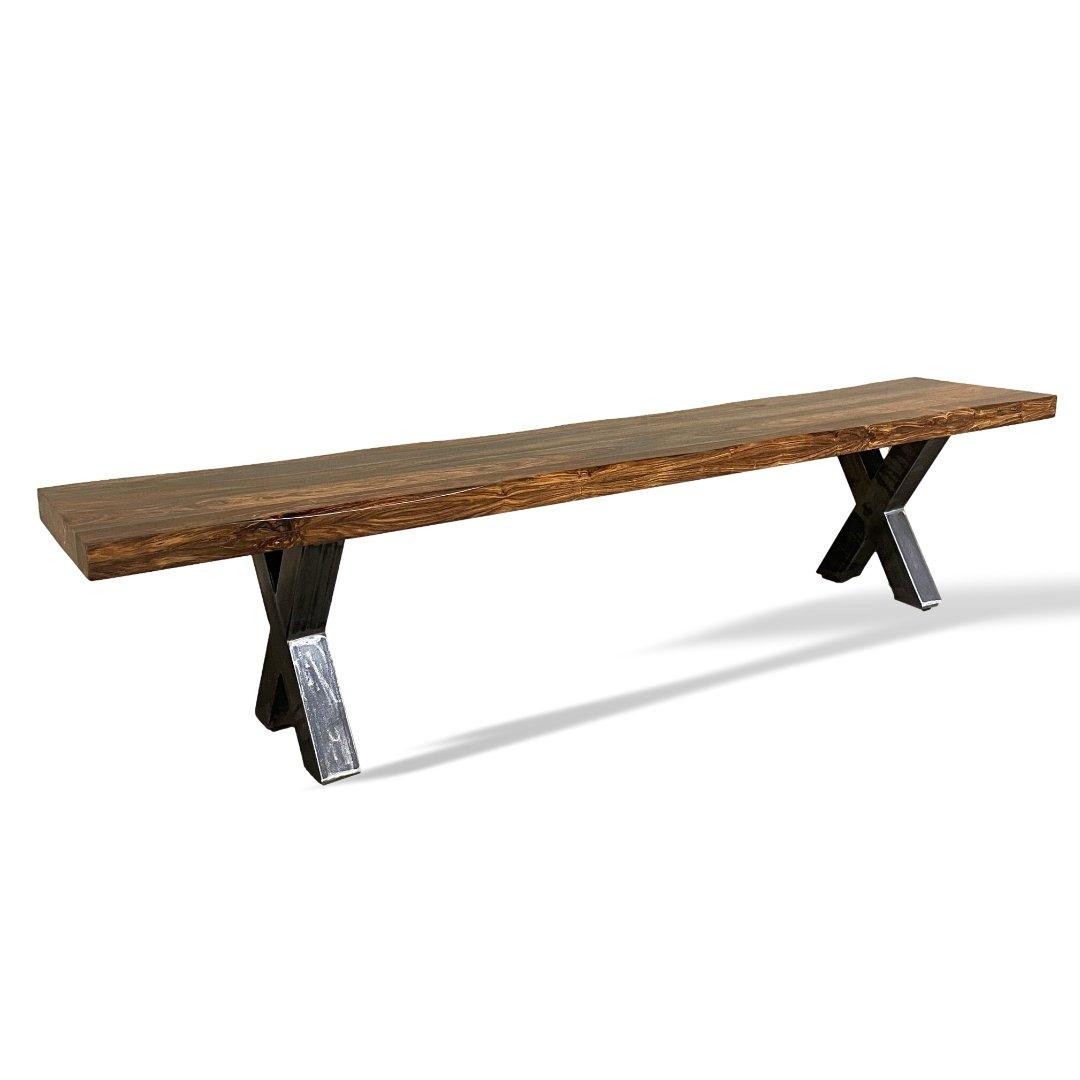 84" Zen Industrial Grey Indian Rosewood bench - Rustic Furniture Outlet