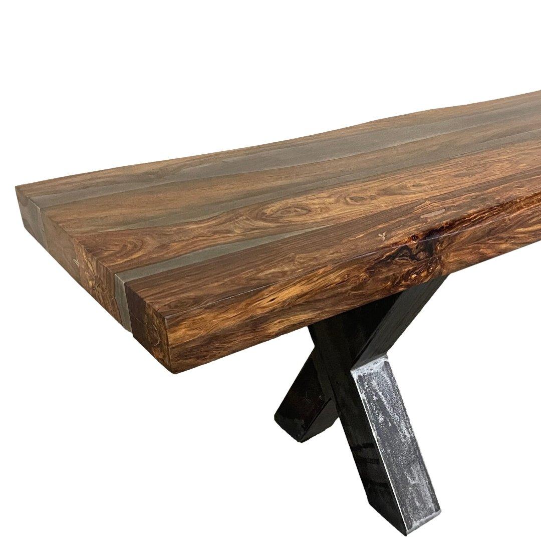 84" Zen Industrial Grey Indian Rosewood bench - Rustic Furniture Outlet