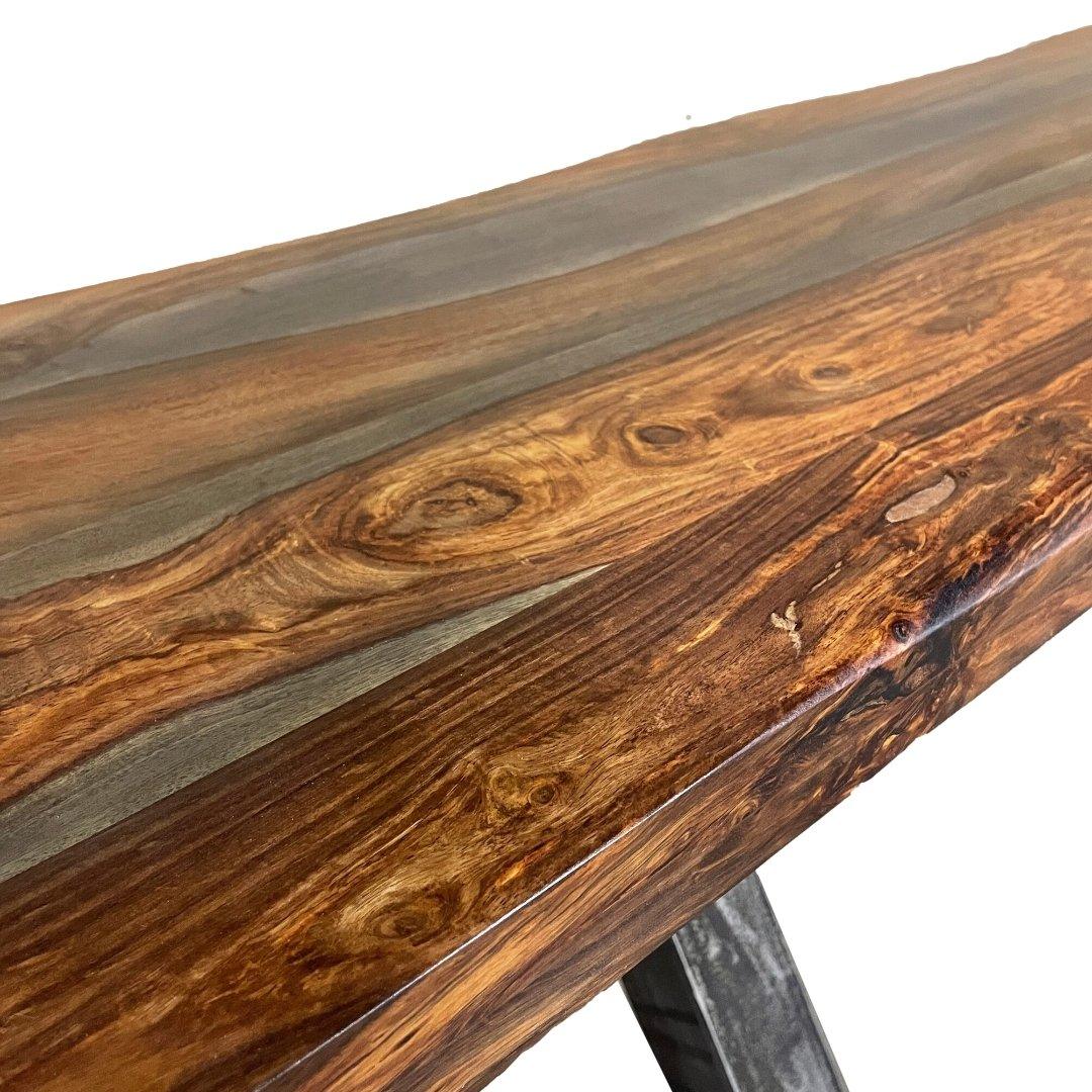 Banc en palissandre indien gris industriel 84" Zen - Rustic Furniture Outlet