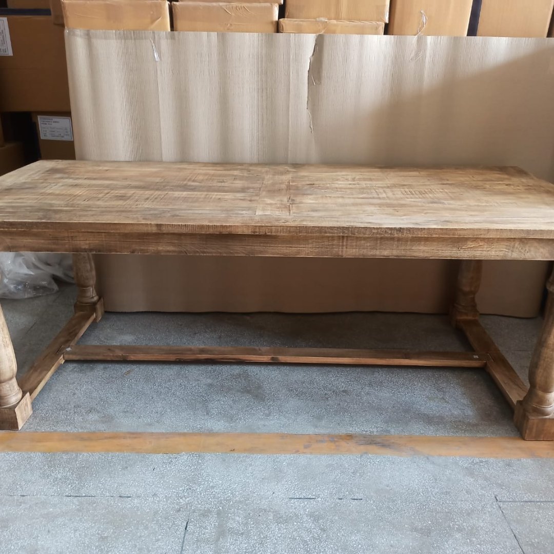87 inch Franky Farmhouse Mango wood dining table - Rustic Furniture Outlet