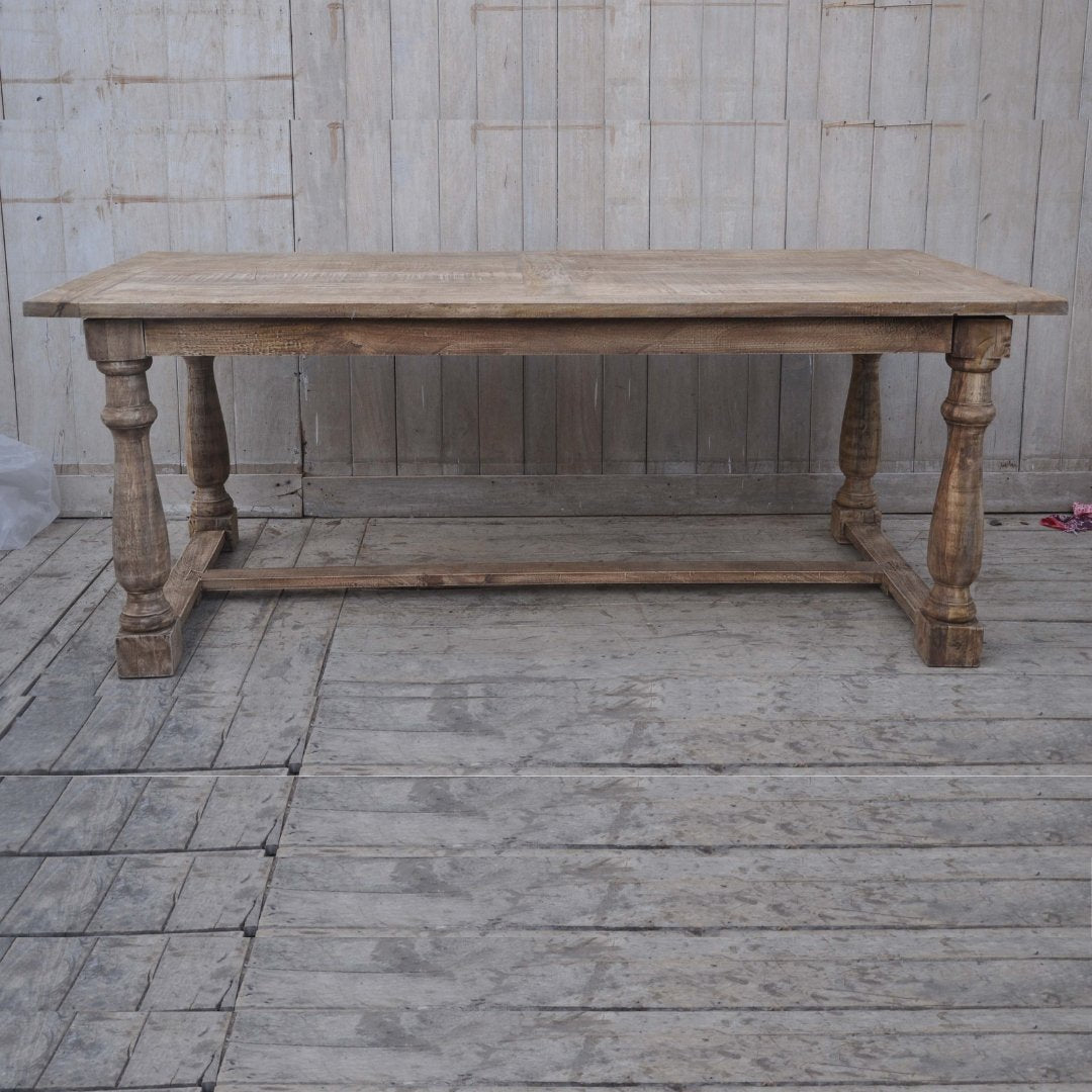 87 inch Franky Farmhouse Mango wood dining table - Rustic Furniture Outlet