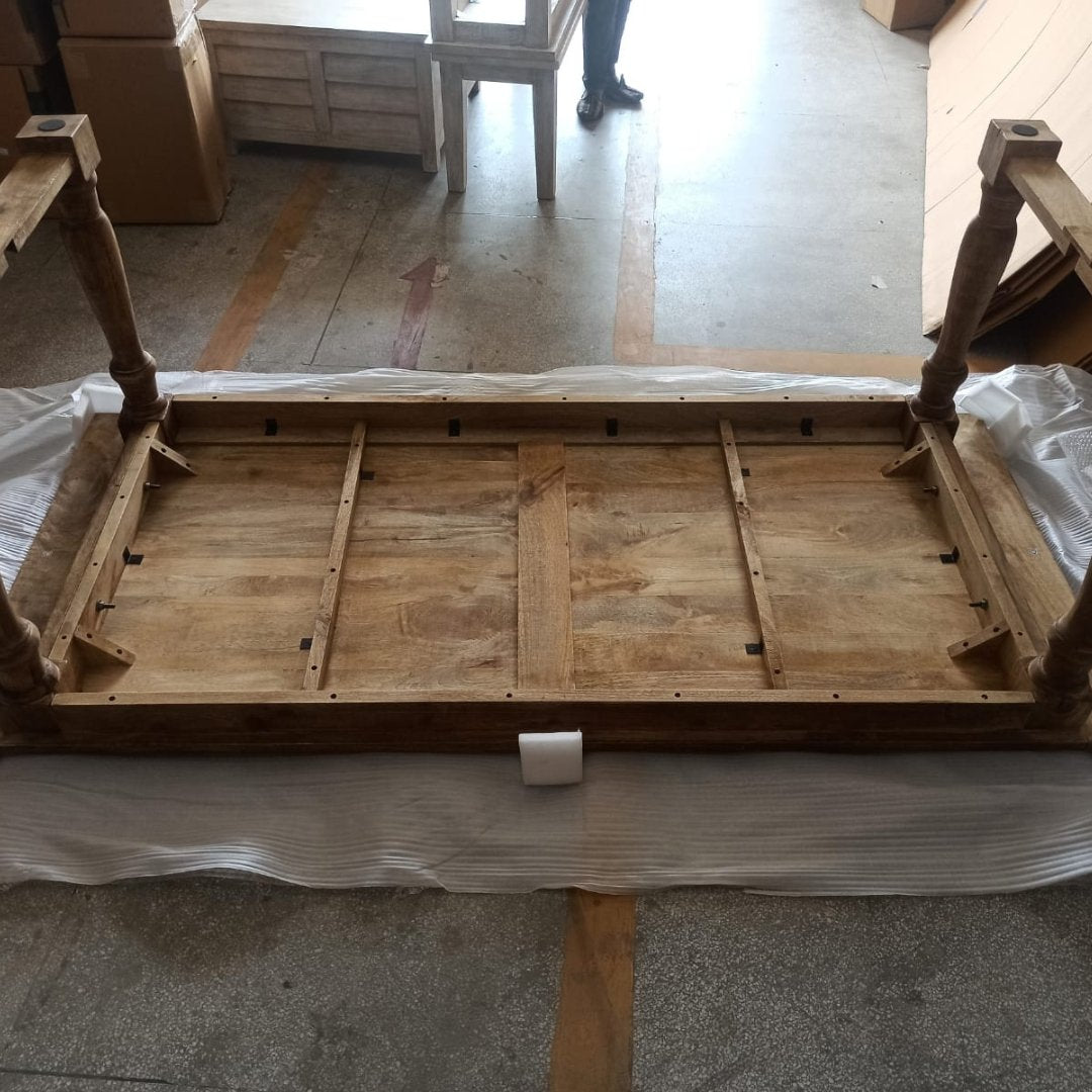87 inch Franky Farmhouse Mango wood dining table - Rustic Furniture Outlet