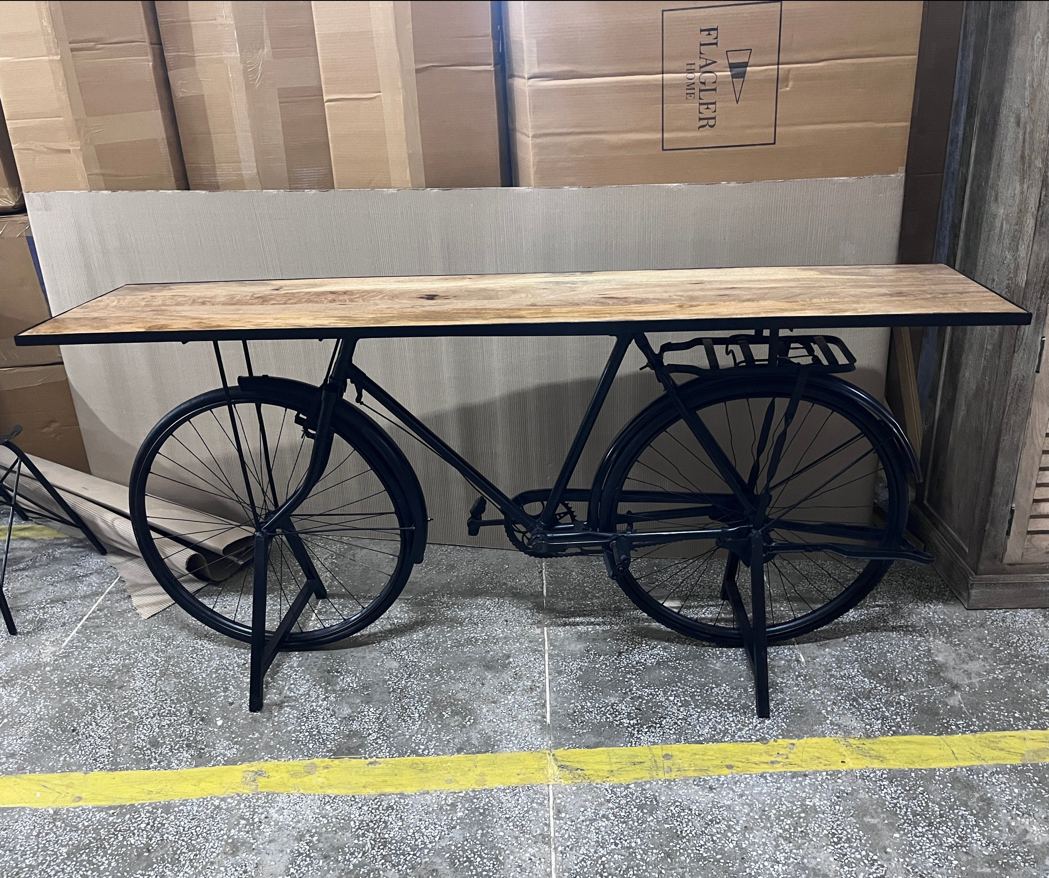 Vintage Black Bicycle console Table