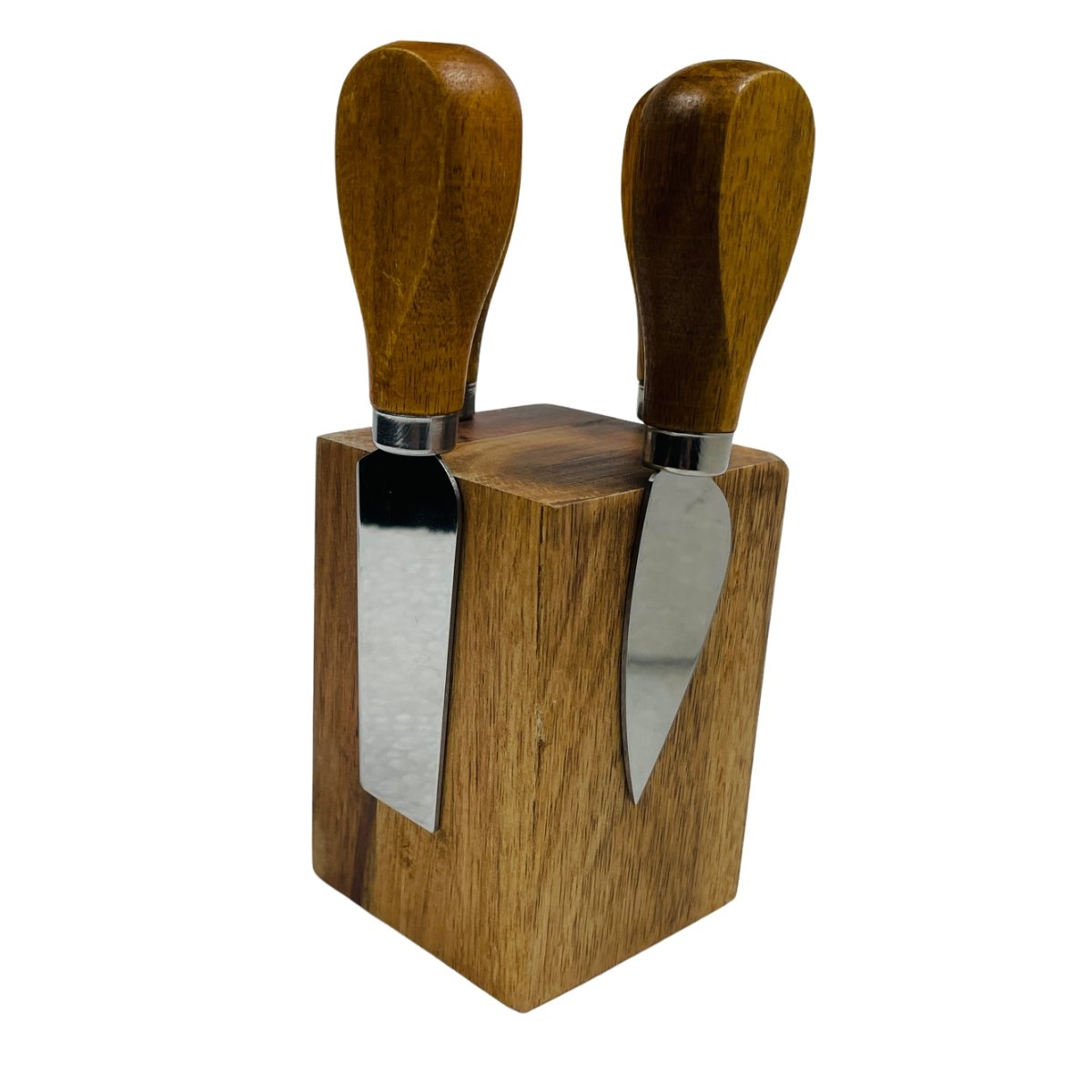 Acacia Wood Cheese Knife Set with Magnetic Block - Rustic Furniture Outlet