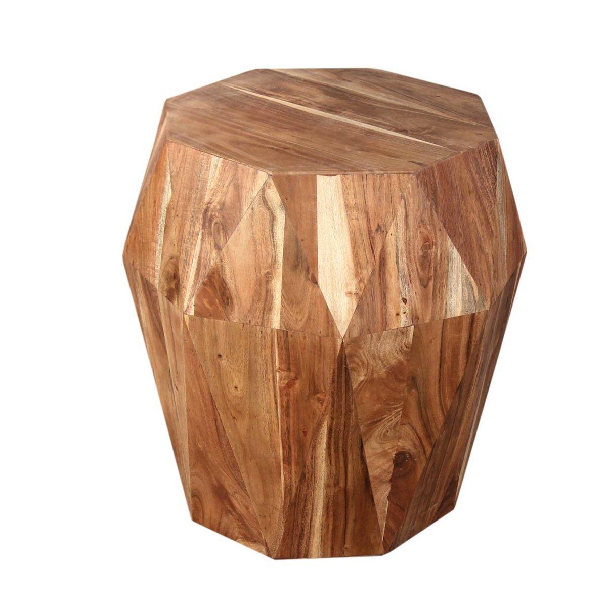 Acacia wood Diamond End Table - Rustic Furniture Outlet