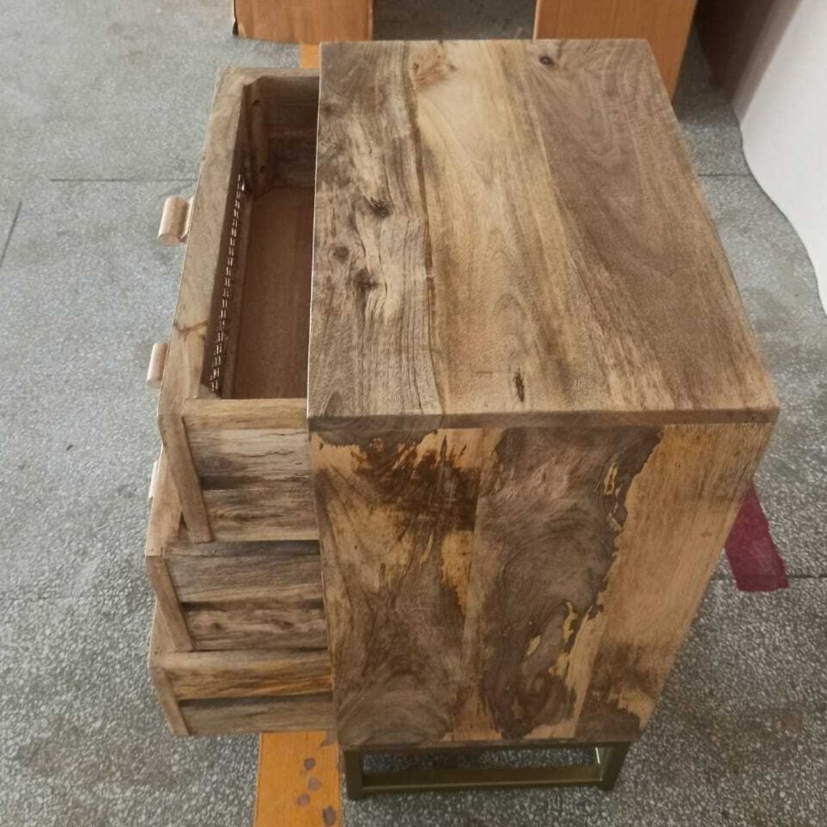 Alena Cane 3 drawer night stand - Rustic Furniture Outlet