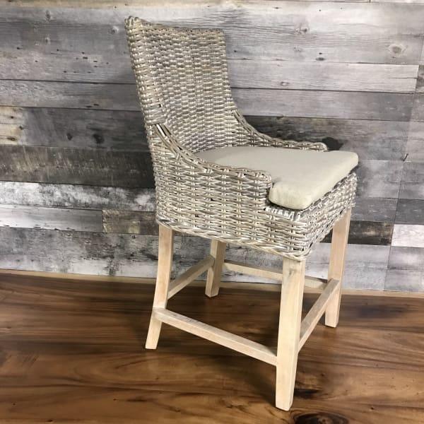 Alfresco kubu white wash counter stool - Rustic Furniture Outlet