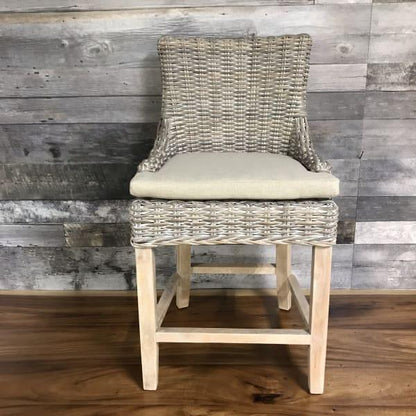 Alfresco kubu white wash counter stool - Rustic Furniture Outlet