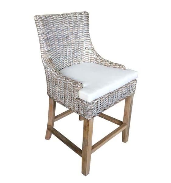 Alfresco kubu white wash counter stool - Rustic Furniture Outlet