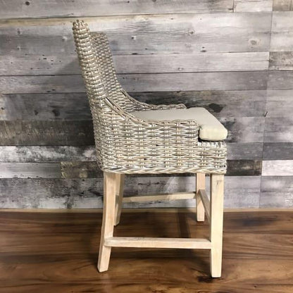 Alfresco kubu white wash counter stool - Rustic Furniture Outlet