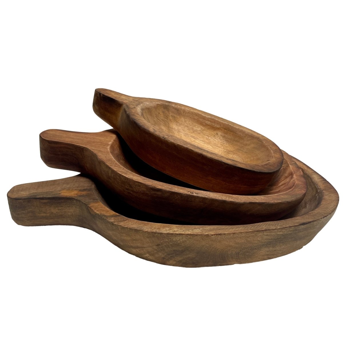 Alpha Set of 3 Mango Wood Trays - Rustic Furniture Outlet