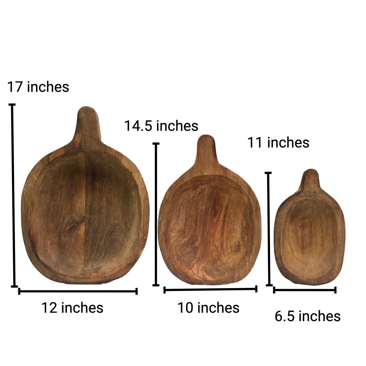 Alpha Set of 3 Mango Wood Trays - Rustic Furniture Outlet