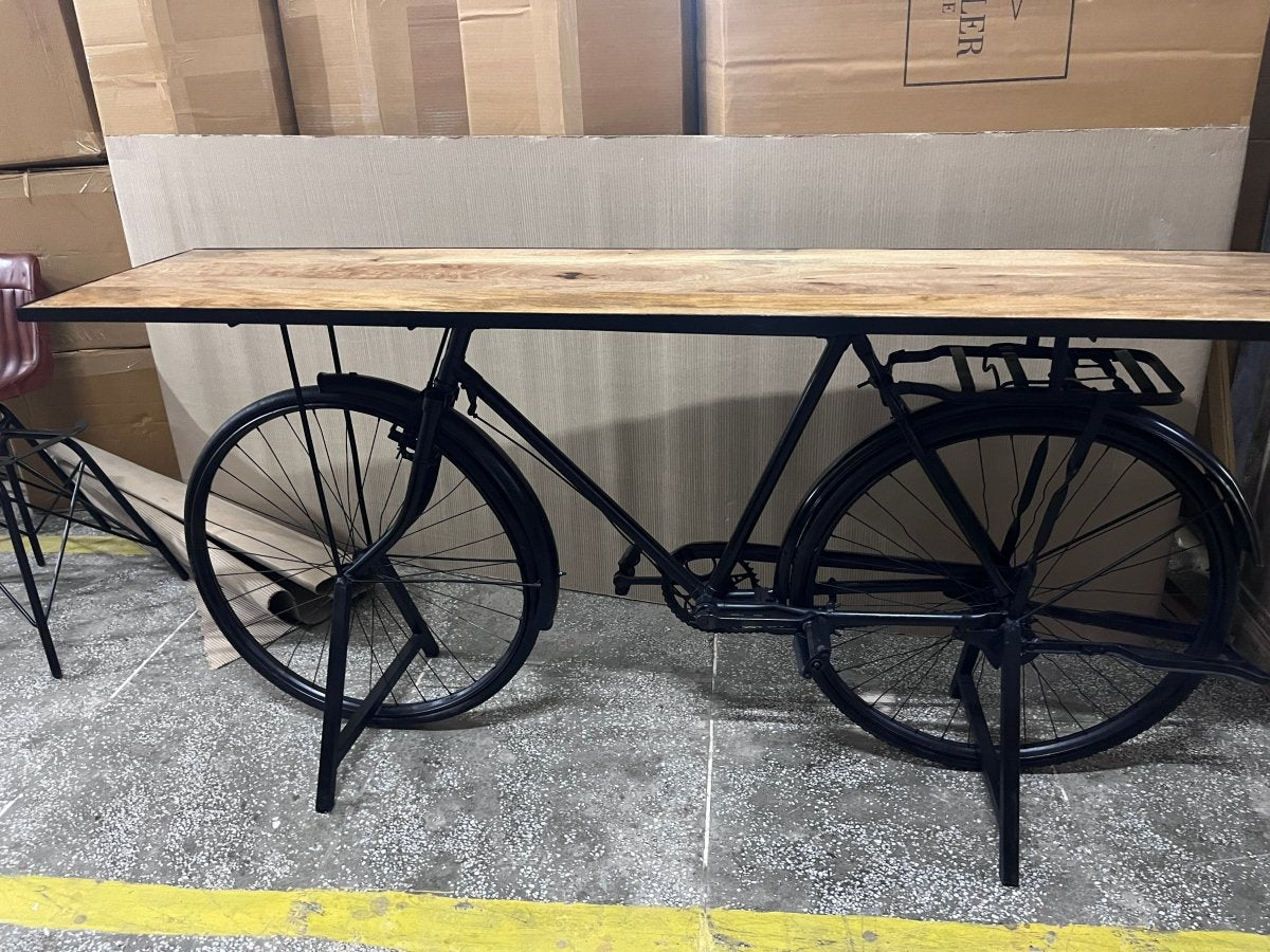 Table console de vélo noire - Rustic Furniture Outlet