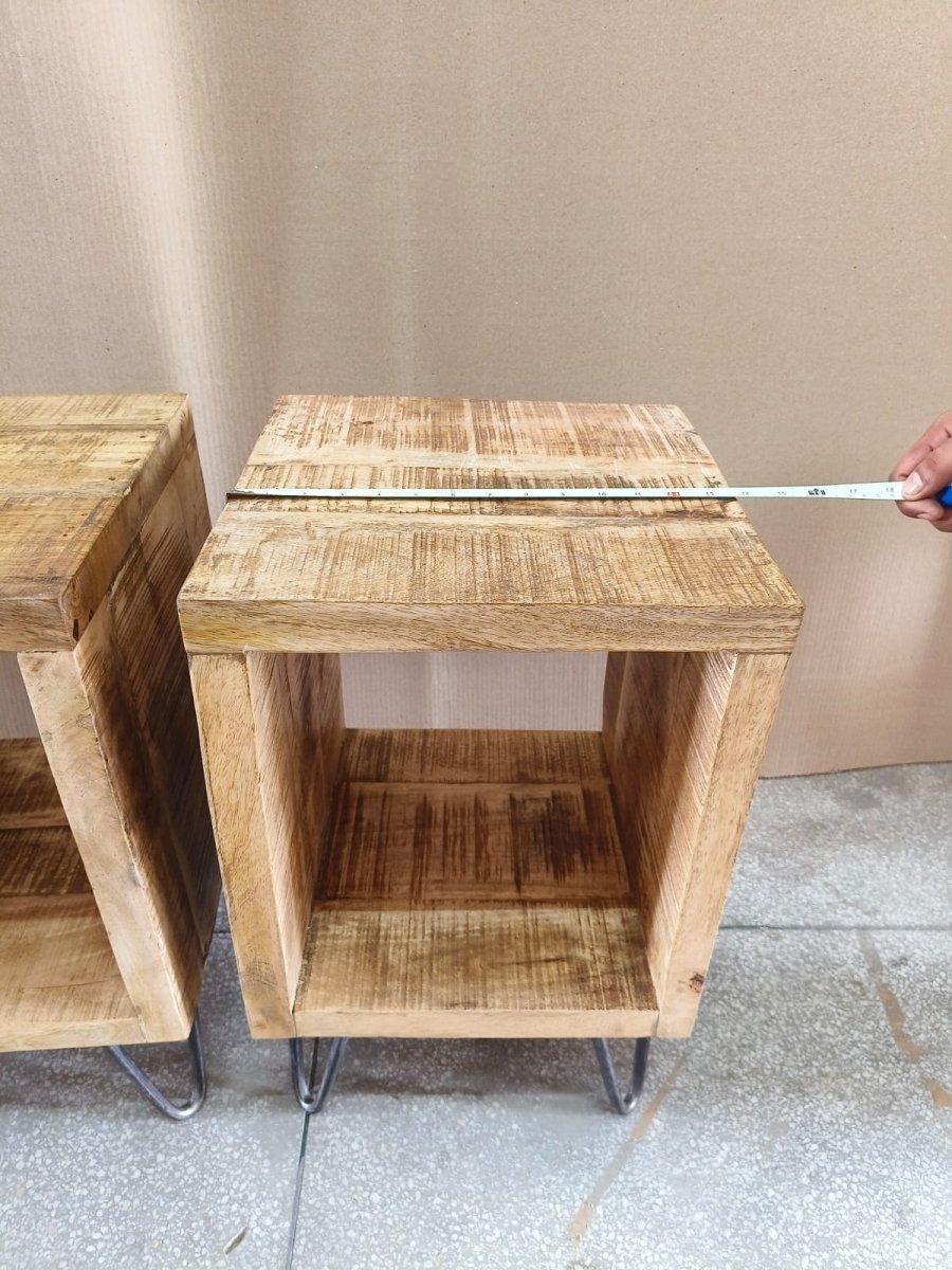 Brayden textured mango wood end table - Rustic Furniture Outlet