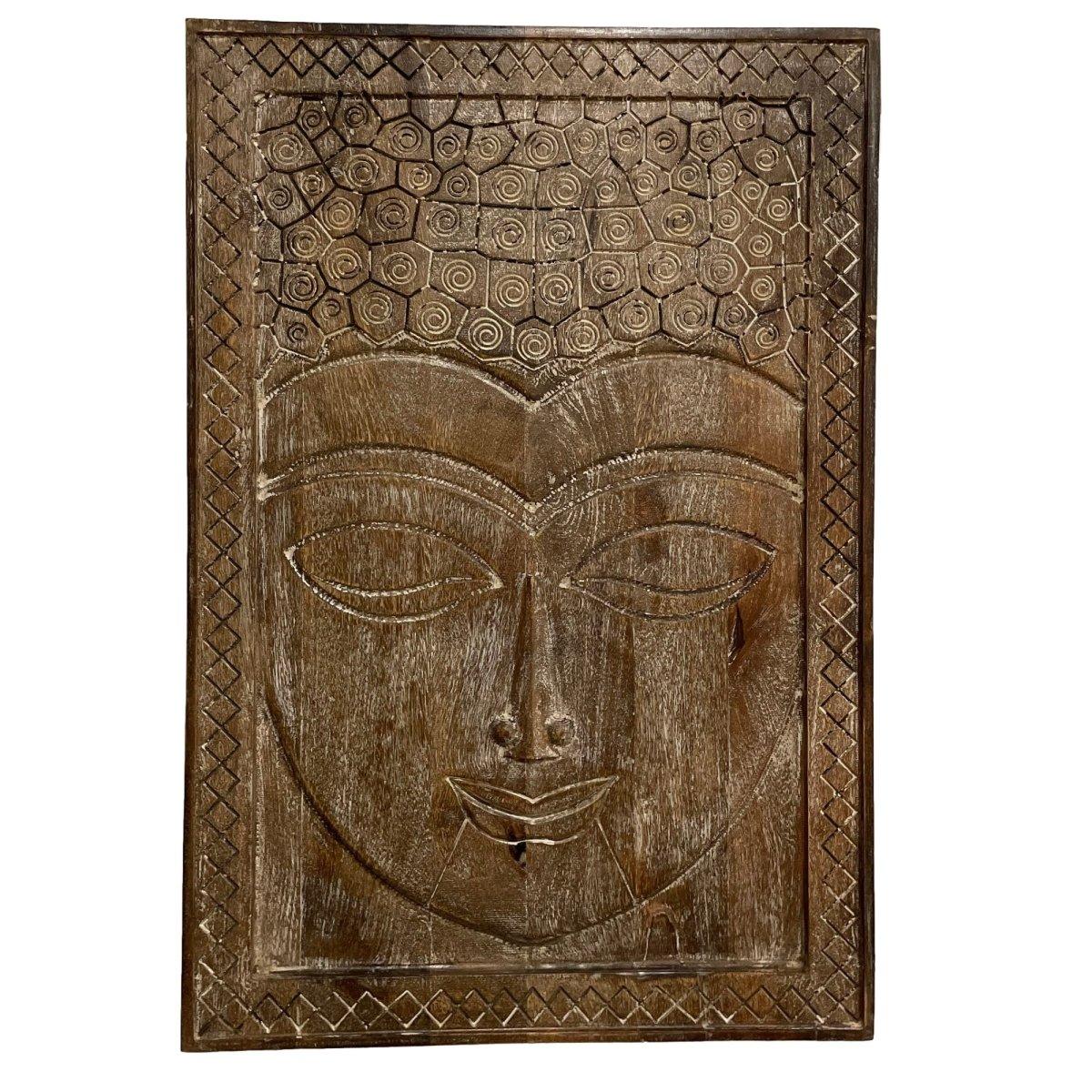 Panneau mural visage Bouddha - Rustic Furniture Outlet