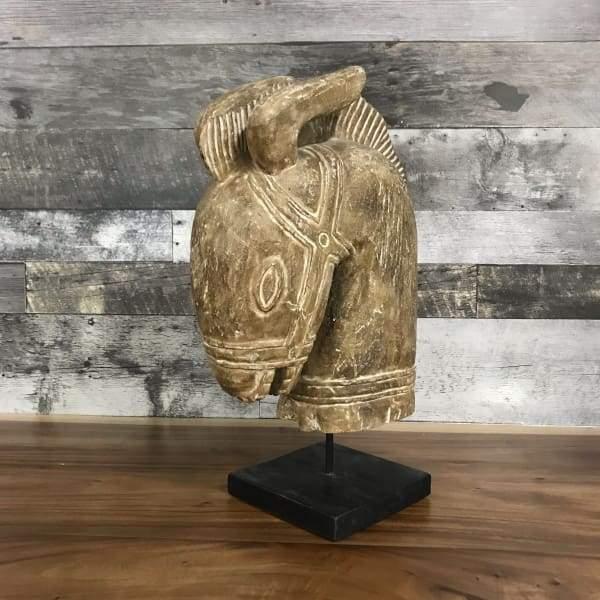 Carved Wooden Horse Head Decor - Rustic Furniture Outlet